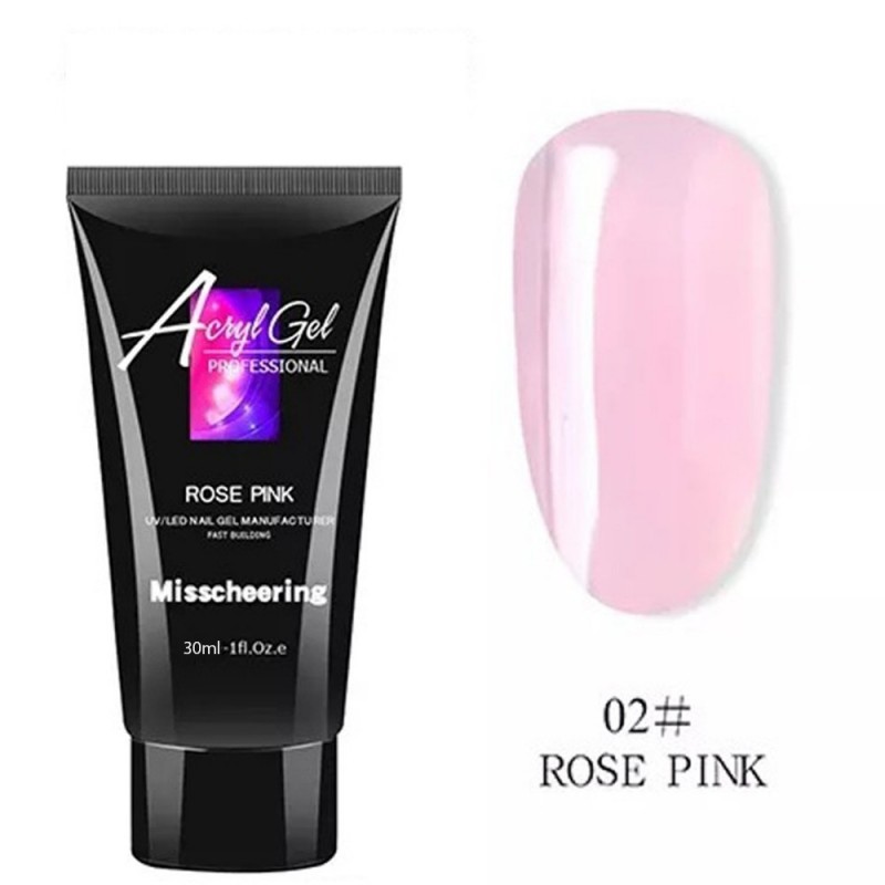 Полигель для ногтей Rose Pink 30 гр №02, нежно розовый