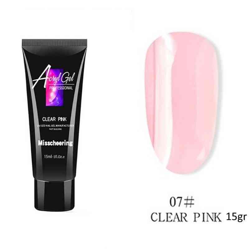 Полигель для ногтей прозрачно розовый Clear Pink 15 гр. №07