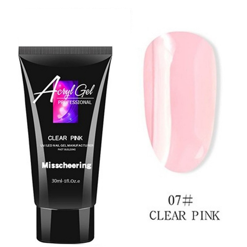 Полигель для ногтей прозрачно розовый Clear Pink 30 гр. №07