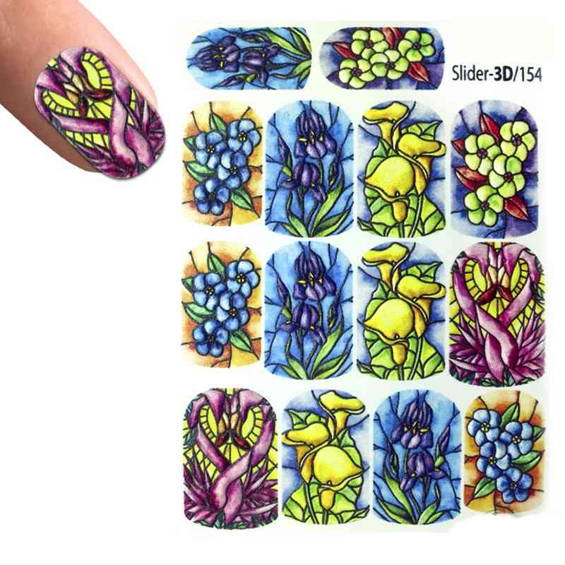 Слайдер дизайн для ногтей объемные цветы 3D MB-154