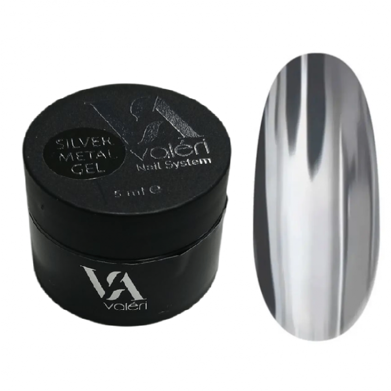 Гель краска серебро металлик Silver Metal Gel Valeri, 5 мл