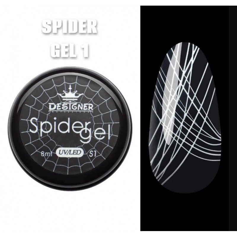 Гель паутинка для ногтей белая Spider Gel S1 Designer, 8 мл.