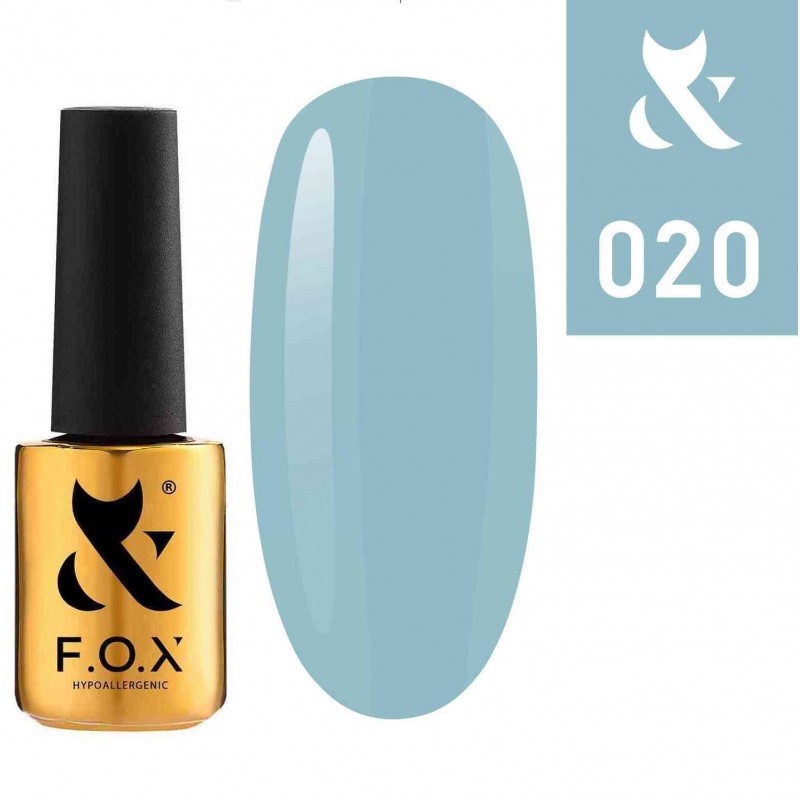 Гель лак FOX Spectrum 020 голубой, эмаль, 7мл.