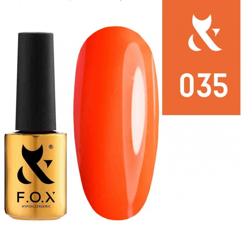 Гель лак FOX Spectrum 035 ярко оранжевый неон, эмаль, 7мл.