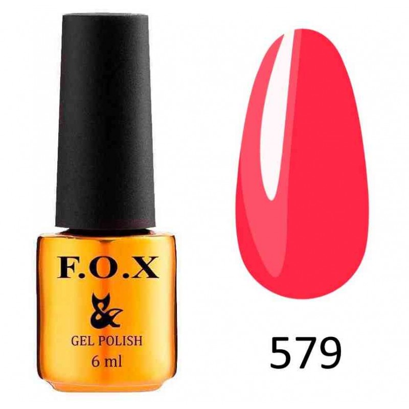 Гель лак FOX Vitamin 579, 6 мл (малиново оранжевый неон)
