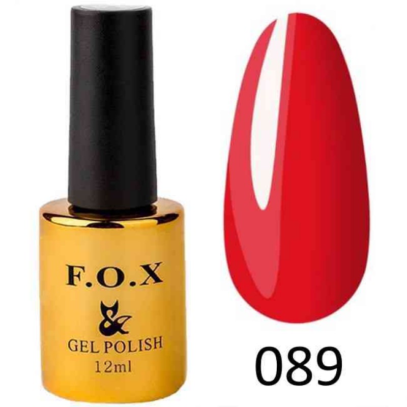 Гель лак FOX Pigment 089, 12мл, красный эмаль