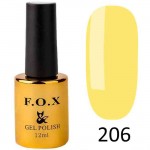 Гель лак FOX Pigment 206, 12мл (желтый пастельный, эмаль) 