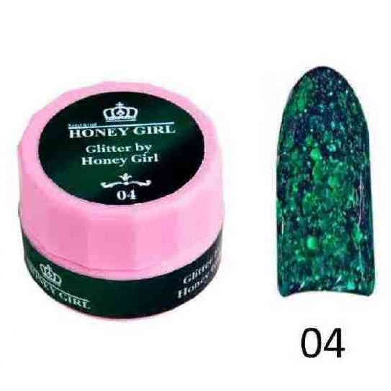 Крупные блестки для ногтей Honey Girl 04 темно зеленый, 10мл
