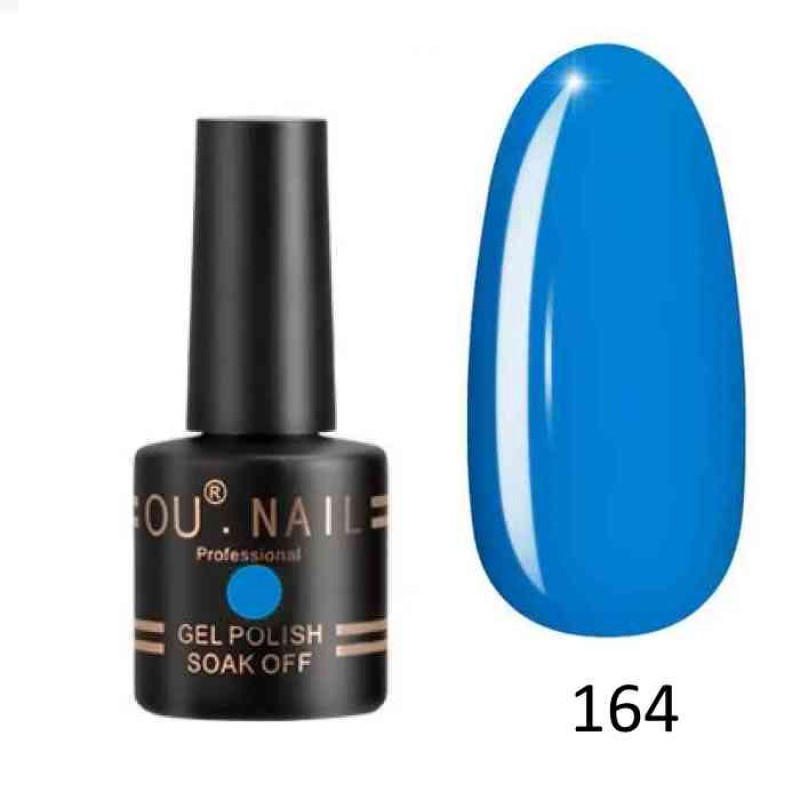 Гель лак OU nail 164, 8 мл. (лазурно синий, эмаль)