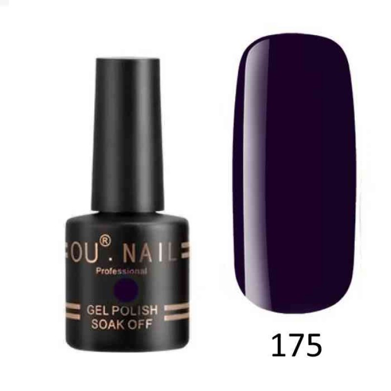 Гель лак OU nail 175, 8 мл. (темно фиолетовый, эмаль)