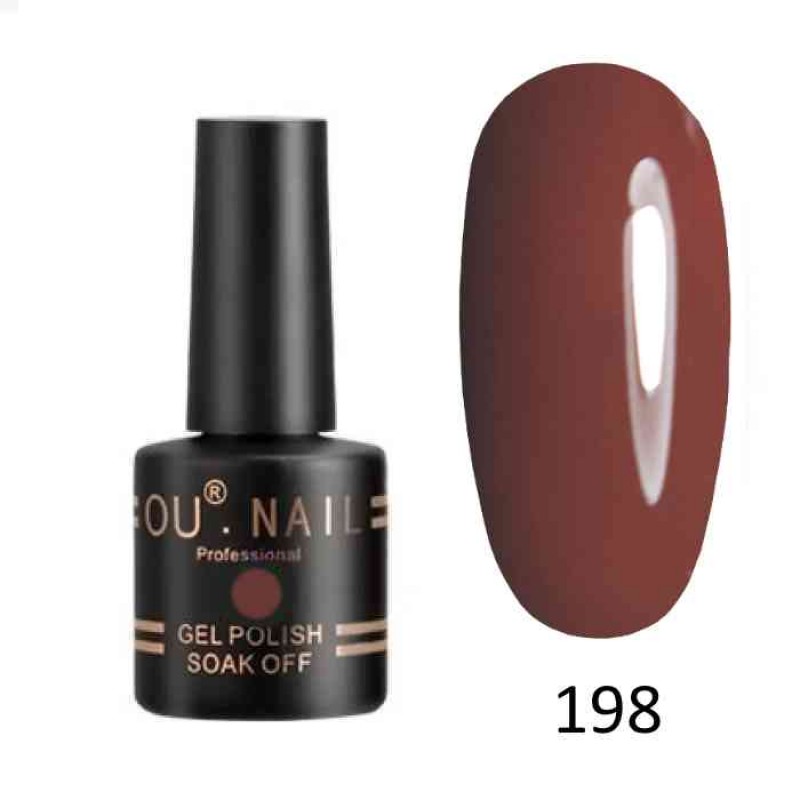Гель лак OU nail 198, 8 мл. (шоколадний, эмаль)