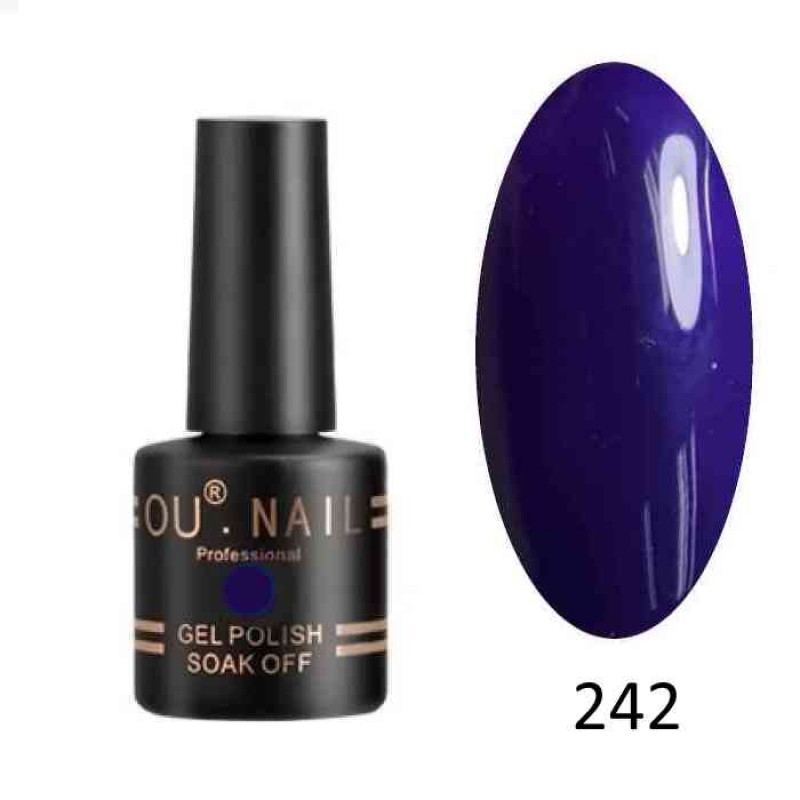 Гель лак OU nail 242, 8 мл. (темно фиолетовый, эмаль)
