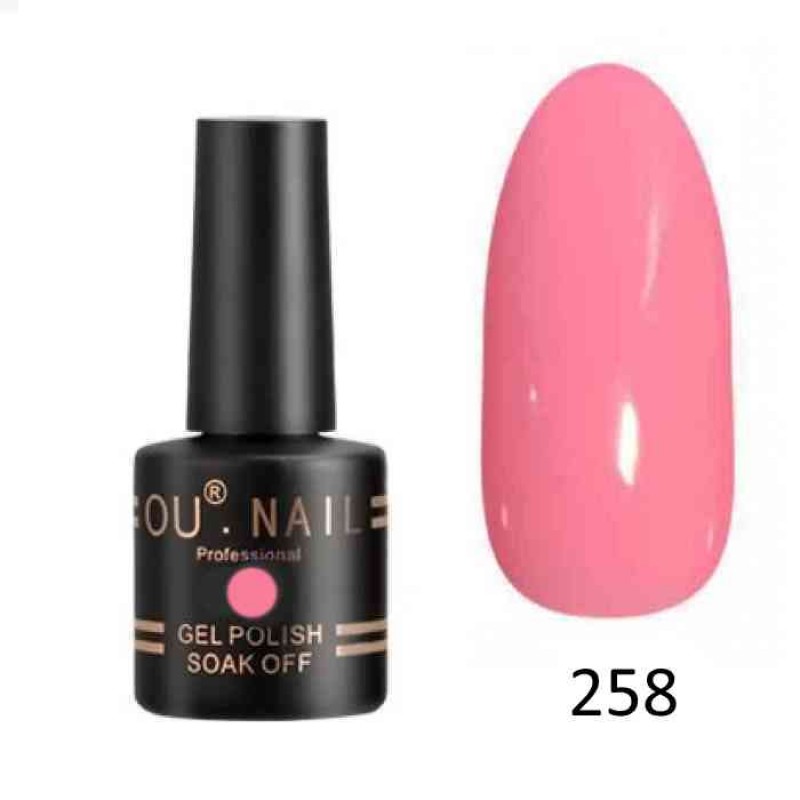 Гель лак OU nail 258, 8 мл. (розовый, эмаль)
