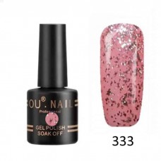 Гель лак OU nail 333, 8 мл. (крупные блестки на прозрачно розовой основе)