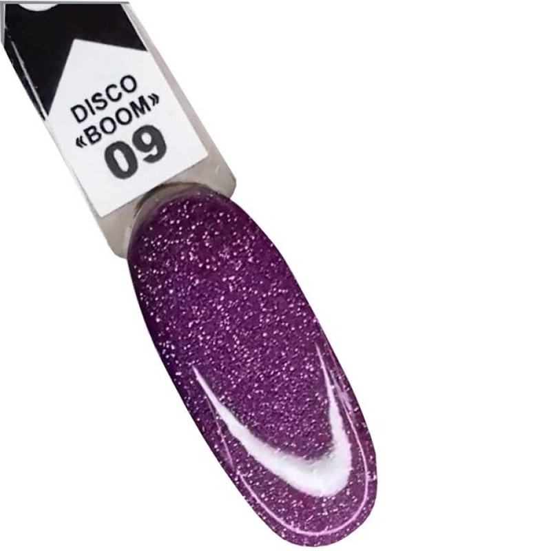 Светоотражающий гель лак OXXI Disco Boom 09 (пурпурный), 10мл 