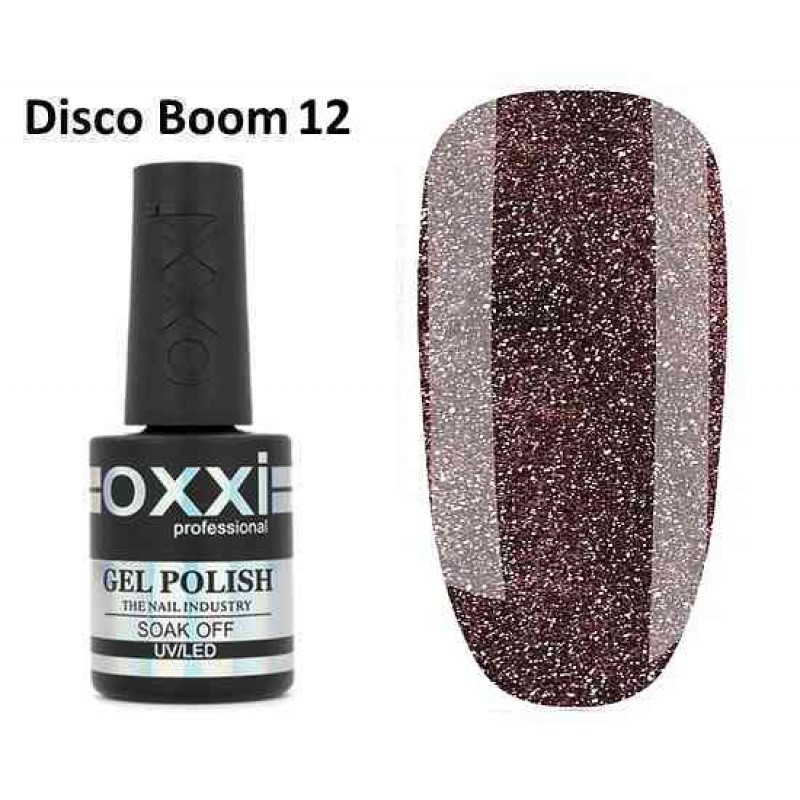 Светоотражающий гель лак OXXI Disco Boom 12 (коричневый), 10мл 