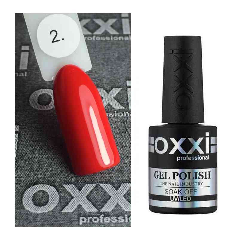 Гель лак OXXI № 002 классический красный яркий 10 мл.