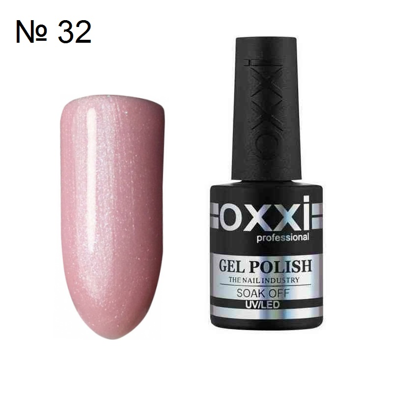 Гель лак OXXI № 032 розовый светлый с шиммером, 10 мл.