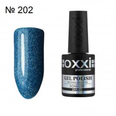 Гель лак OXXI №202 сине бирюзовый с голографическими блестками, 10 мл.