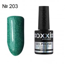 Гель лак OXXI №203 зеленый с голографическими блестками, 10 мл.
