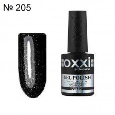 Гель лак OXXI №205 черный с серебряными блестками, 10 мл.