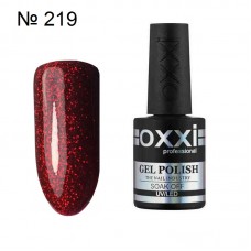 Гель лак OXXI №219 красный насыщенный с глубокими блестками, 10 мл.