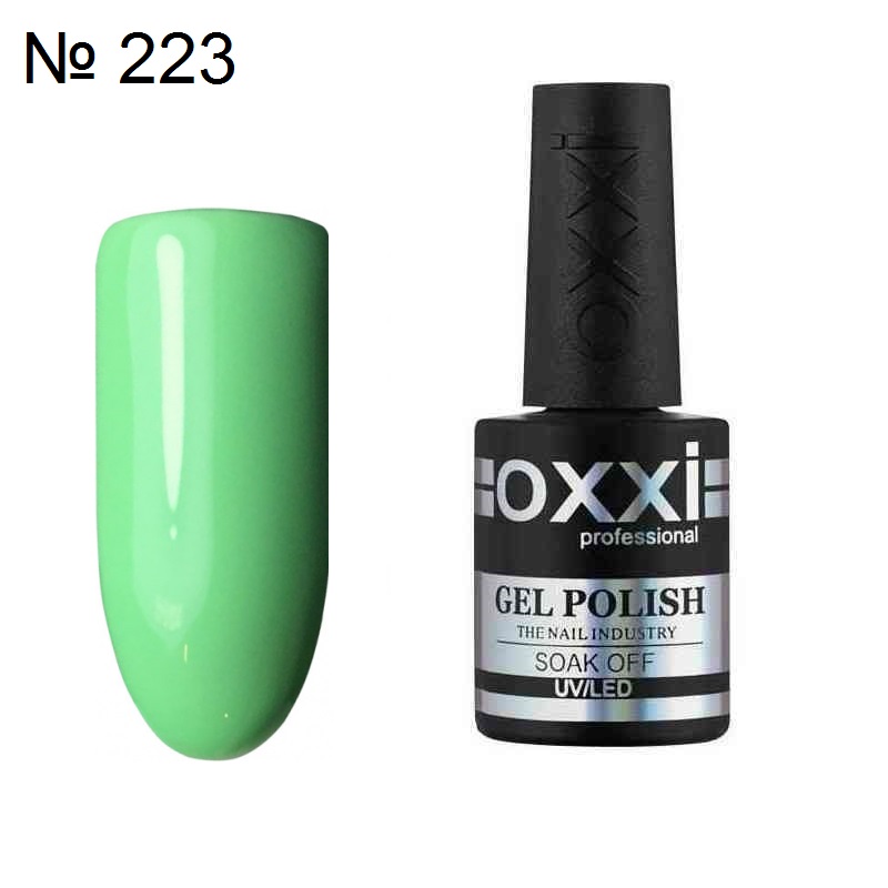 Гель лак OXXI №223 светло зеленая эмаль, 10 мл.