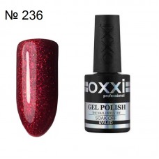 Гель лак OXXI №236 красно малиновый с блестками, 10 мл.