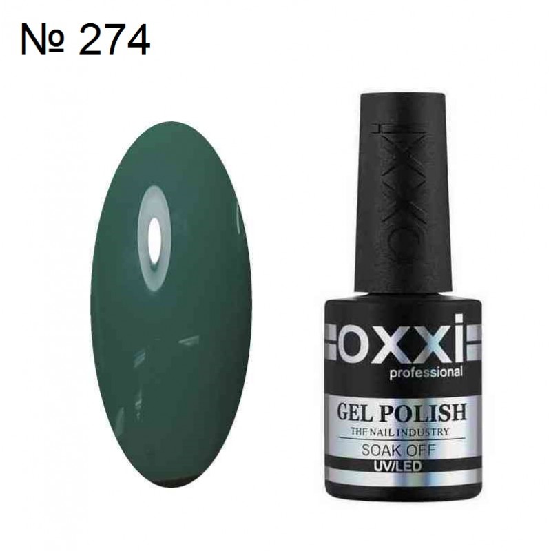 Гель лак OXXI №274 пастельно зеленый, эмаль, 10 мл.