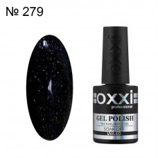Гель лак OXXI №279 черный с разноцветными блестками, 10 мл.