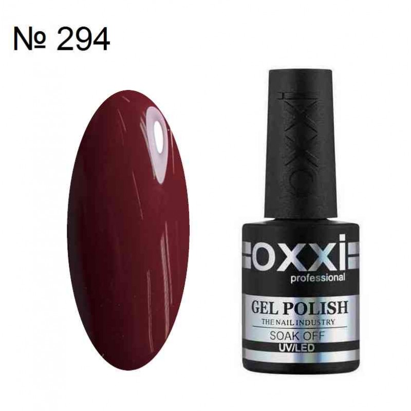 Гель лак OXXI №294 коричневый с краснинкой, эмаль, 10 мл.