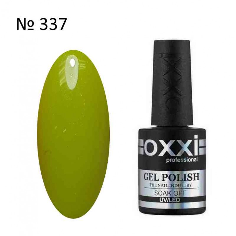 Гель лак OXXI №337 оливковый светлый с микроблеском, 10мл.