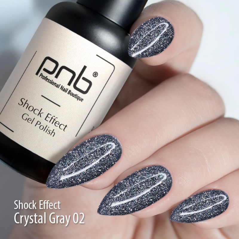 Светоотражающий гель лак PNB Shock Effect Crystal gray 02, 8мл