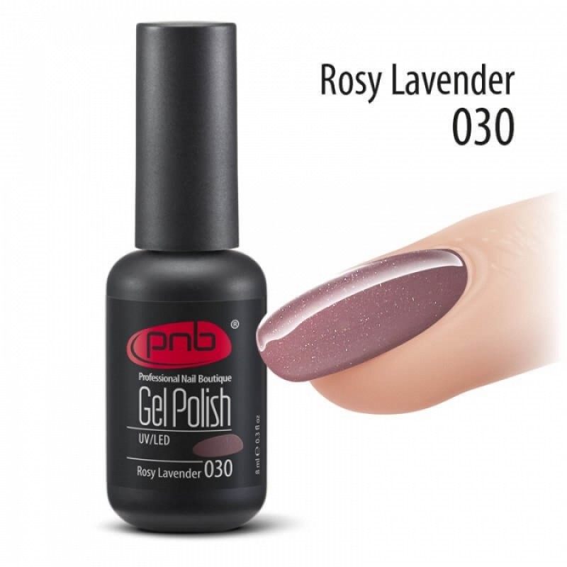 Гель-лак PNB лавандовый с микроблеском 8 мл Rosy Lavender 030