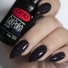 Гель-лак PNB темно фиолетовый с голограммным шиммером, 8 мл Fairy 151