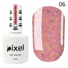 Гель-лак Pixel Bamboleo 006 персик с разноцветными конфетти, 8 мл