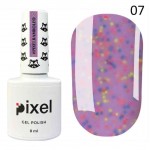 Гель-лак Pixel Bamboleo 007 фиолетовый с разноцветными конфетти, 8 мл