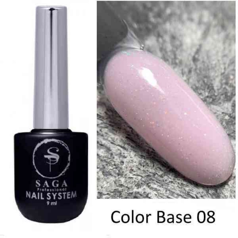 База нежно сиреневая с шиммером SAGA Color Base №008, 9мл