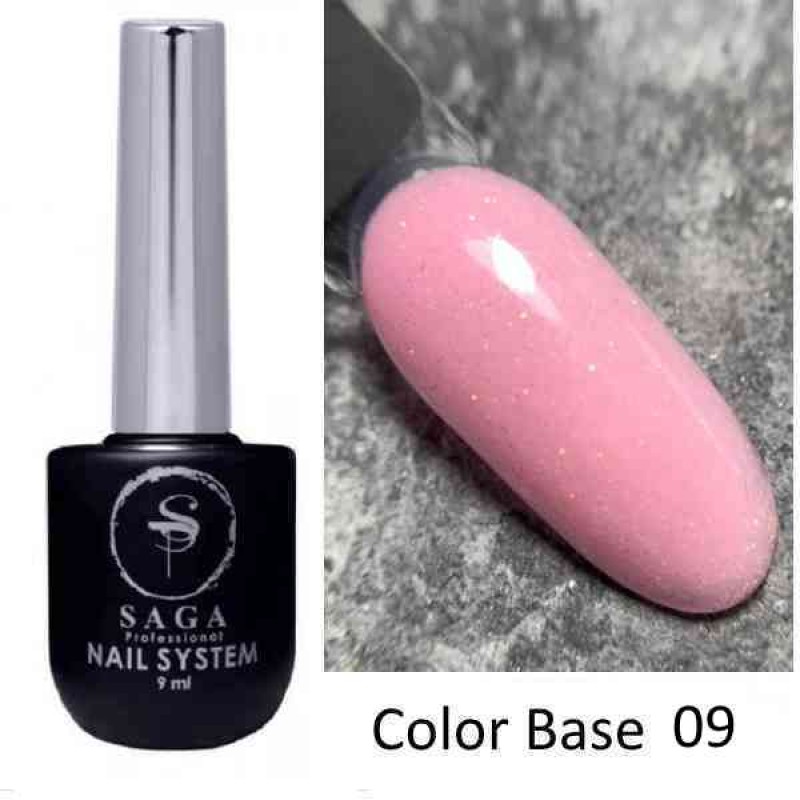 База розовая с шиммером SAGA Color Base №009, 9 мл