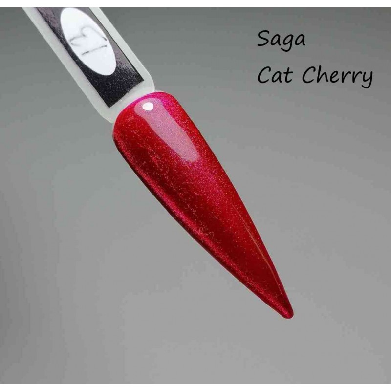 Малиновый гель лак кошачий глаз Cat Cherry SAGA, 8мл