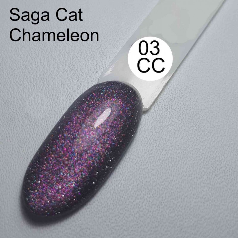 Гель лак светоотражающий кошачий глаз хамелеон SAGA, СС-03, 8мл
