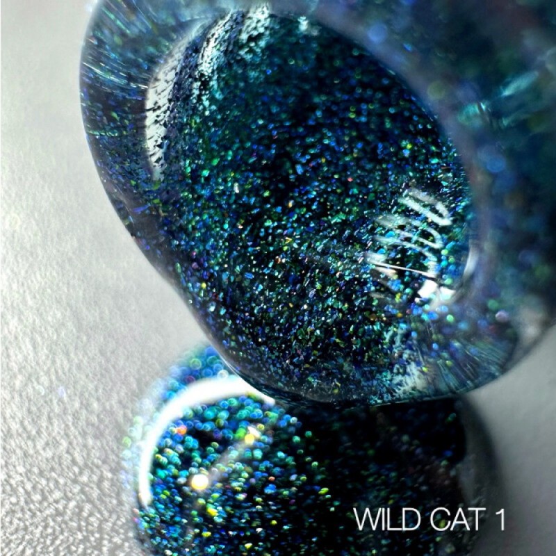 Гель лак кошачий глаз WILD Cat 01 SAGA бирюзово-зеленый с переливами, 9 мл