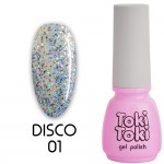 Гель лак Toki Toki Disco 01 крупные серебряные блестки, 5мл