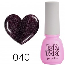 Гель лак Toki Toki №040 фиолетово коричневый с шиммером, 5мл
