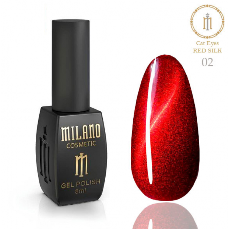 Гель лак кошачий глаз Cat Eyes RED SILK Milano № 02, 8 мл