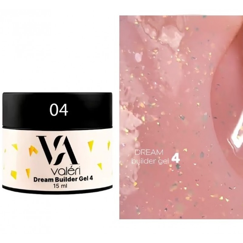 Гель для наращивания с декором №04 Valeri Dream Builder Gel, 15 мл