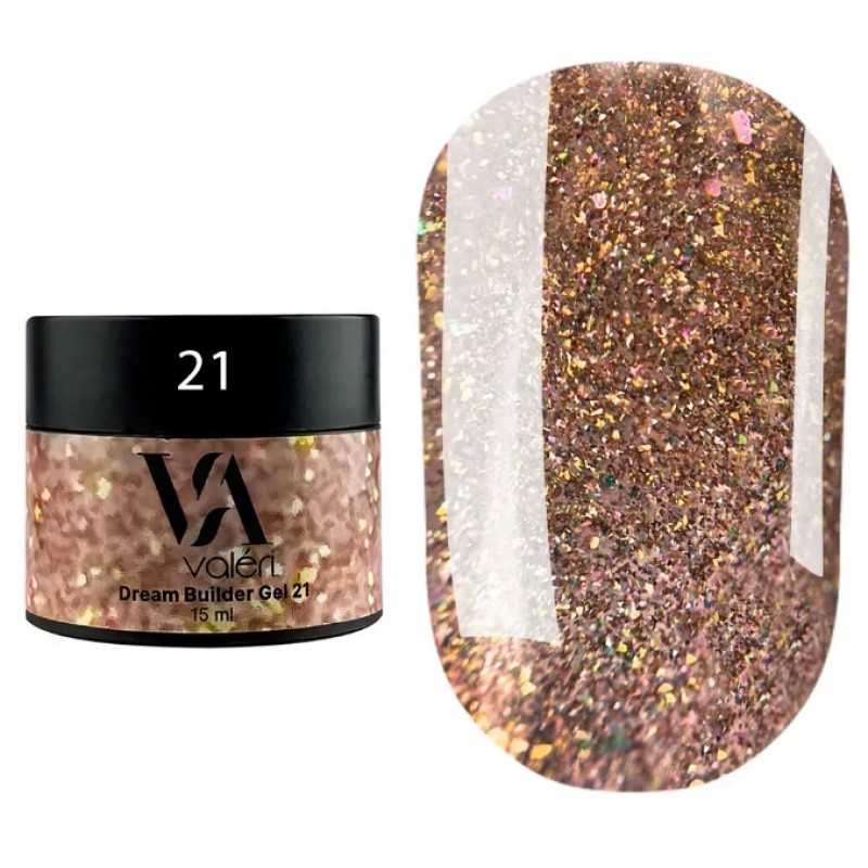 Гель для наращивания с декором №21 Valeri Dream Builder Gel, 15 мл