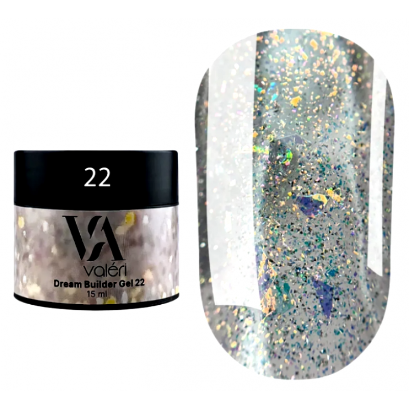 Гель для наращивания с декором №22 Valeri Dream Builder Gel, 15 мл