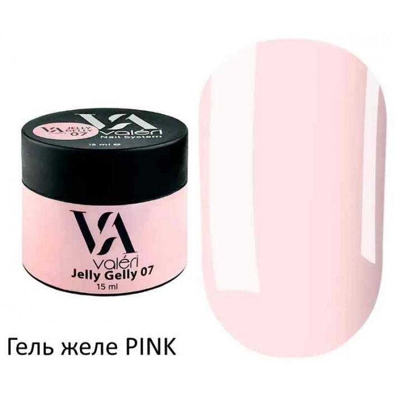 Нежно розовый гель желе для ногтей №07 Valeri Jelly Gelly 15 мл