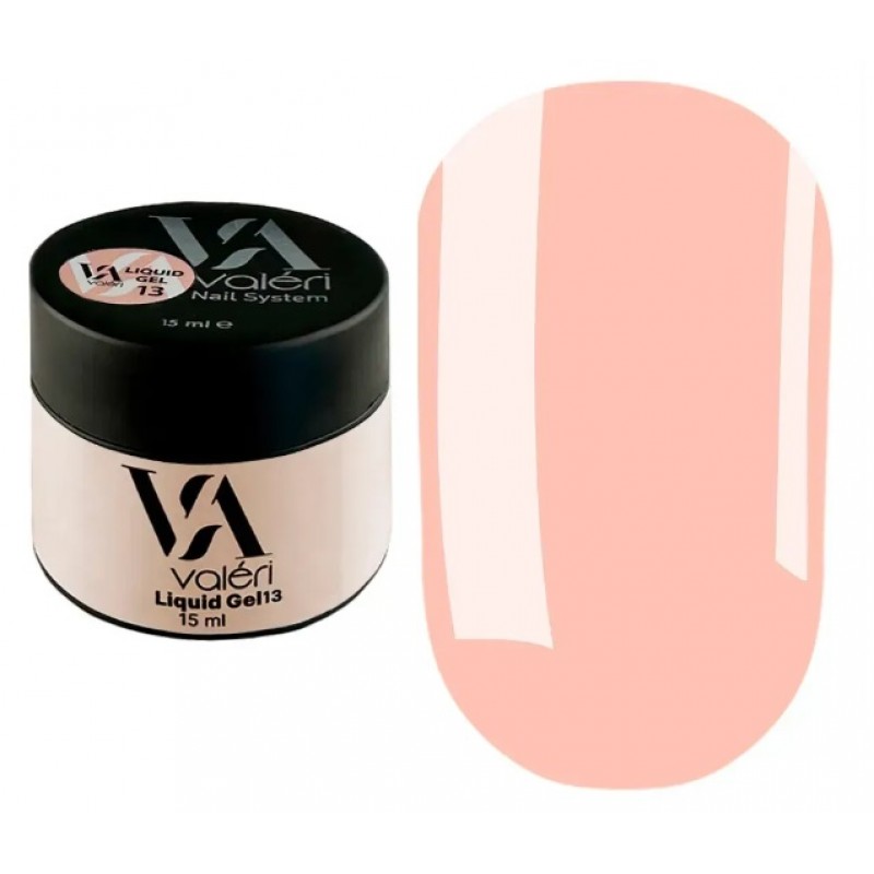 Ликвид гель для наращивания персиковый Valeri Liquid Gel №13, 15 мл